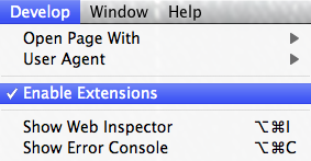 Safari Enable Extensions